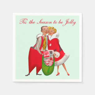 1950  Paar met Kerstcadeauzak Servet