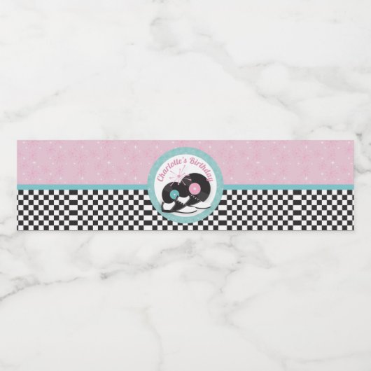 1950 Retro Diner Étiquette de bouteille d'eau - So (Étiquettes simples)