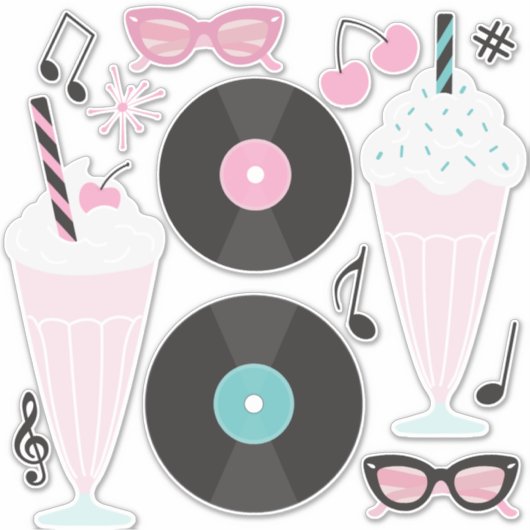 1950 Retro Diner Stickers - Sock Hop Rock en Rol (Voorkant)