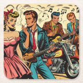 1950  Rock and Roll Comics Vierkante Kartonnen Onderzetter (Voorkant)
