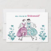 1950 Vintage bruiloft bruidsmeisje Kaart (Voorkant)