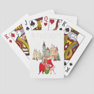 1950 Vintage Kerst Paar gouden sterren Pokerkaarten
