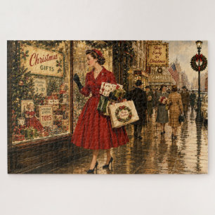 1950 Vrouw doet haar kerstinkopen Legpuzzel