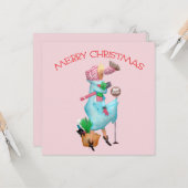 1950  Vrouw Kerstgroet Kaart (Voorkant / Achterkant in situ)