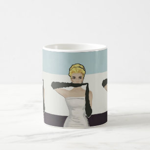 1950 vrouw met avondhandschoenen koffiemok