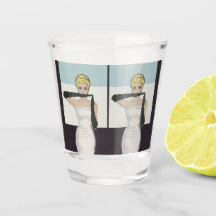 1950 vrouw met avondhandschoenen shot glas