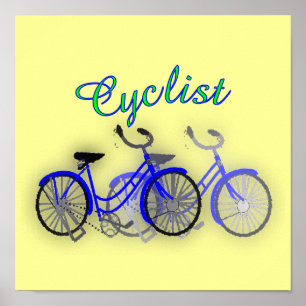 1950 Waterverf Poster voor fietsen