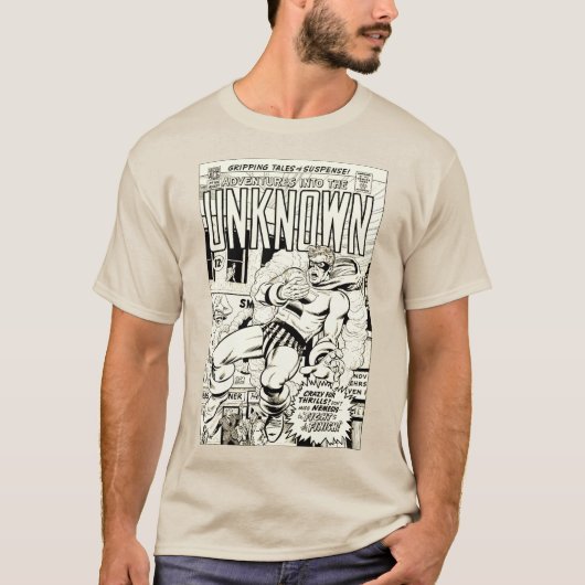 1950's 'Adventures into the UNKNOWN' Comic T-Shirt (Voorkant)