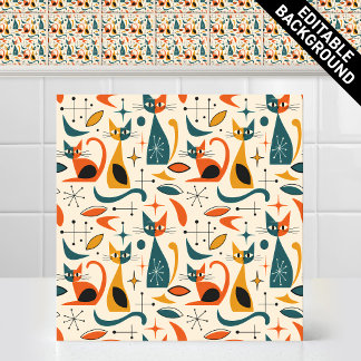 1950s Atomair Mid Century Modern Retro Kattenpatro Tegeltje