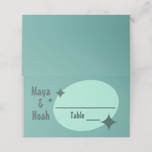 1950's Atomic Mint Bruiloft (Buitenkant ongevouwen)