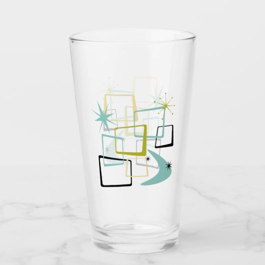 1950s Atomic Squares Sterren Boomerang Mid Century Glas (Voorkant)