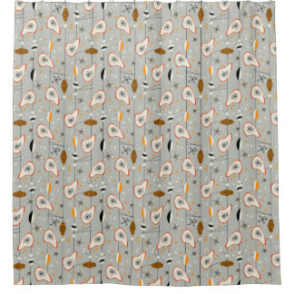 1950s atoommiddelmatig ontwerp uit de middeleeuwe douchegordijn