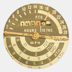 1950s  Boerderij Tractor Speedometer / Tachometer Ronde Sticker