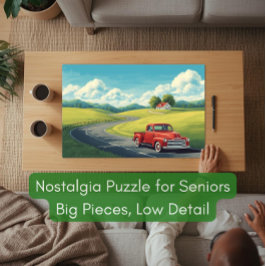 1950s Country Road & Red Pickup Truck for Seniors Legpuzzel