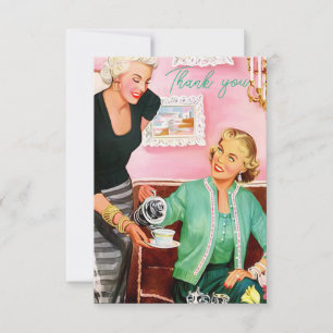 1950's  Dames genieten van middagthee Bedankkaart