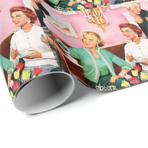 1950's Dames genieten van middagthee Cadeaupapier