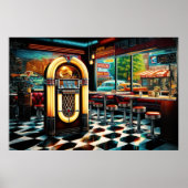1950's Diner met Jukebox Poster (Voorkant)