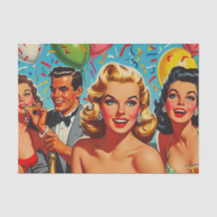 1950s Feestillustratie Tissuepapier