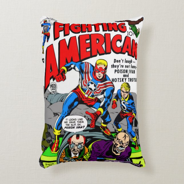 1950's 'Fighting American' Pillow  Accent Kussen (Voorkant(Verticaal))