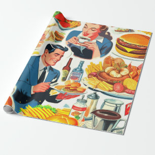 1950s Food Comics Illustratie Cadeaupapier