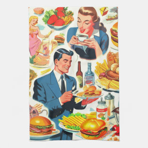  1950s Food Comics Illustratie Theedoek