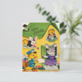 1950s  Happy Easter Animals Feestdagenkaart (Staand voorkant)