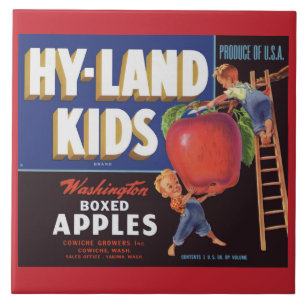 1950s Hyland Kinder Washington Appels label Tegeltje