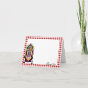 1950s  Jukebox bruiloft Dank u Bedankkaart