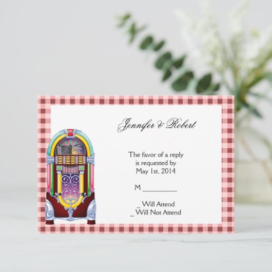 1950s Jukebox Response Kaart (Staand voorkant)