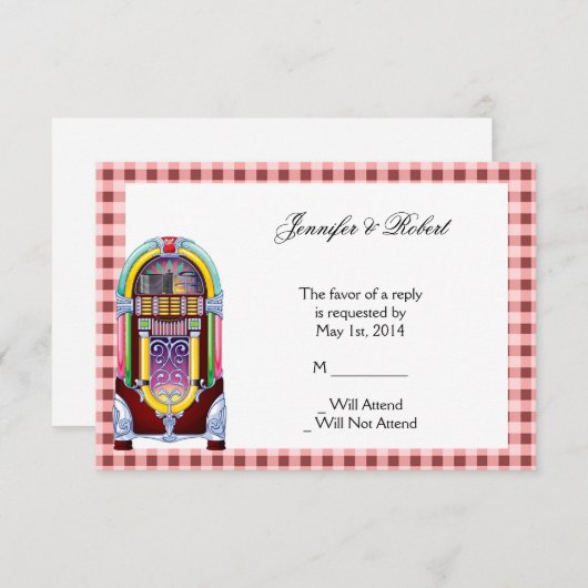 1950s  Jukebox Response Kaart (Voorkant / Achterkant)