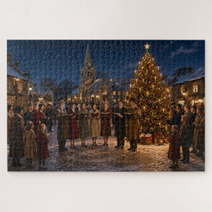 1950s Kerstliedjeszangers het dorpsplein Legpuzzel