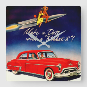 1950s maak een datum met Rocket 88 Vierkante Klok