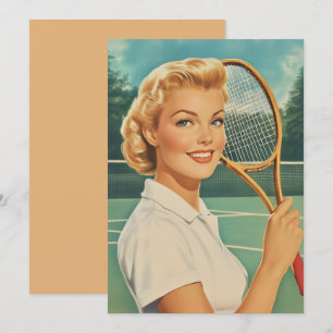 1950s Magazine Illustratie Tennis Vrouw Kaart