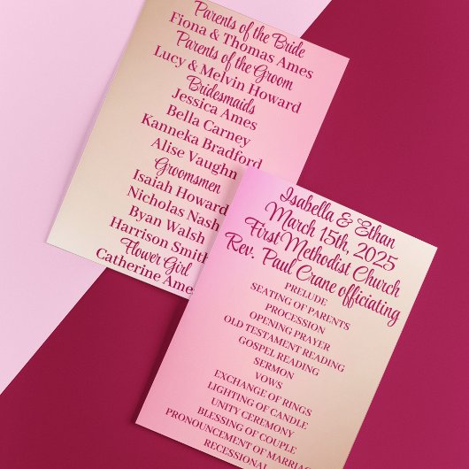 1950's Malt Shop Kleuren Bruiloft Programma