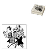 1950s Man en Vrouw Kerst Winkelen Rubberstempel (Gestempeld)