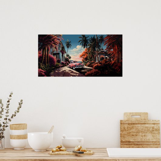 1950s Miami Beach tuin villa Poster (Keuken)