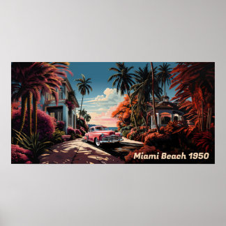 1950s Miami Beach tuin villa Poster