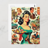 1950s naadloos patroon briefkaart (Voorkant / Achterkant)