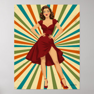  1950s Pin Up Girl met Blue Eyes Poster