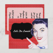 1950s Pointing Woman Luncheon Kaart (Voorkant / Achterkant)