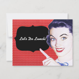 1950s Pointing Woman Luncheon Kaart