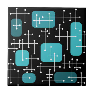 1950s Retro Art Crosshars Black Blauwgroen Tegeltje