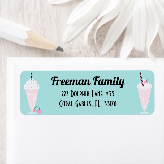 1950s Retro Diner Milkshake Retour Adres Label – (Insitu)