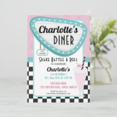 1950s Retro Diner Verjaardag Uitnodiging - Sock Ho (Staand voorkant)