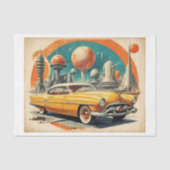 1950s Retro Futurisme: futuristische auto, tanksta Tissuepapier (Voorkant)