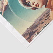 1950s Retro Futurisme vrouw met Plexiglas helm Tissuepapier (Detail)