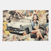 1950s Retro Meisjes Collage Theedoek (Horizontaal)