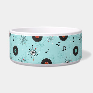 1950s Retro Muziekreekords Blauw Voerbakje
