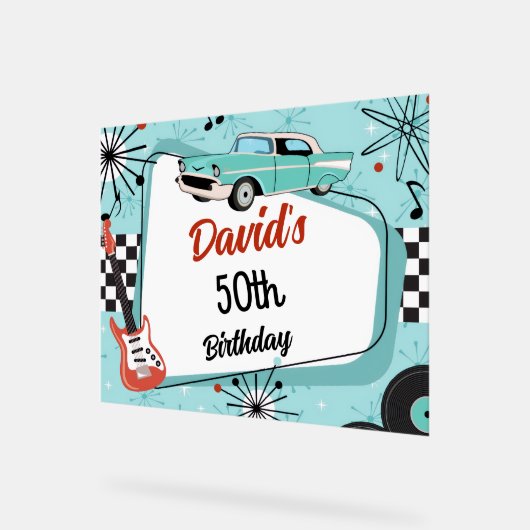 1950's Retro Red & Blue Birthday Party  (Angle)