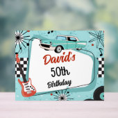 1950's Retro Red & Blue Birthday Party Acryl Bord (Neutraal)